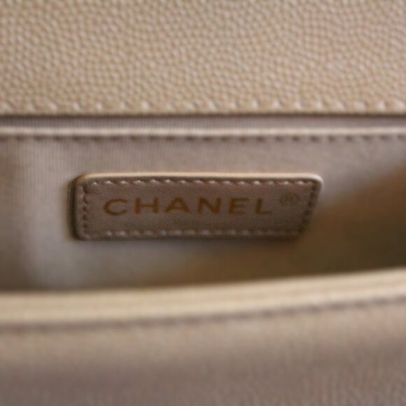 NIB Chanel Chevron Quilted Small Boy Bag - Beige with Gold hardware - Picture 3 of 9